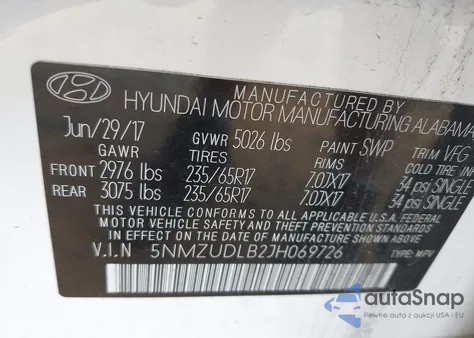 2018 Hyundai Santa Fe Sport 2.4L из США, поврежденный, VIN 5NMZUDLB2JH069726